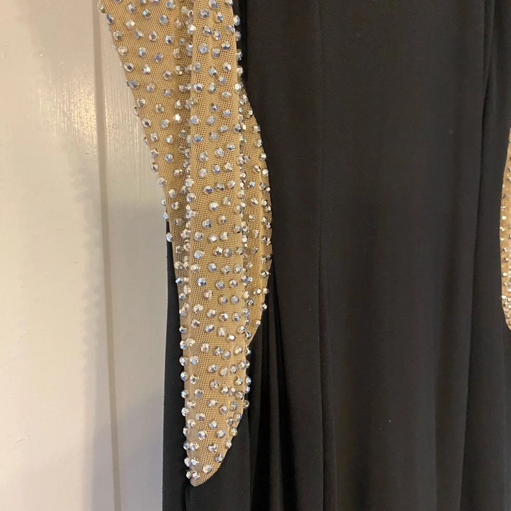 Xscape Black Dress with Rhinestone Accents - Picture 3 of 5